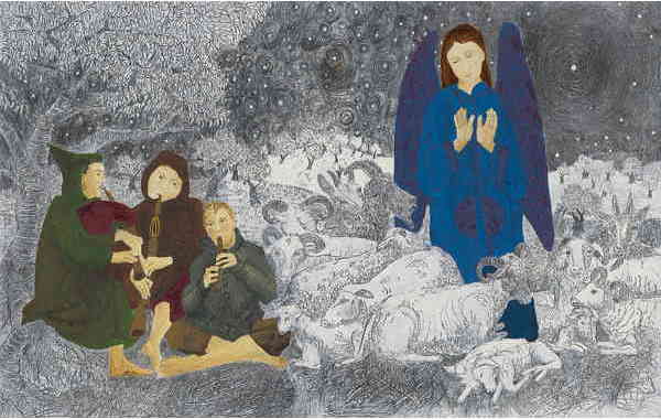 Illustration zu 'Als ich bei meinen Schafen wacht' von Frank Walka