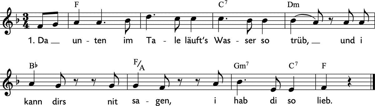 Noten 'Da unten im Tale'