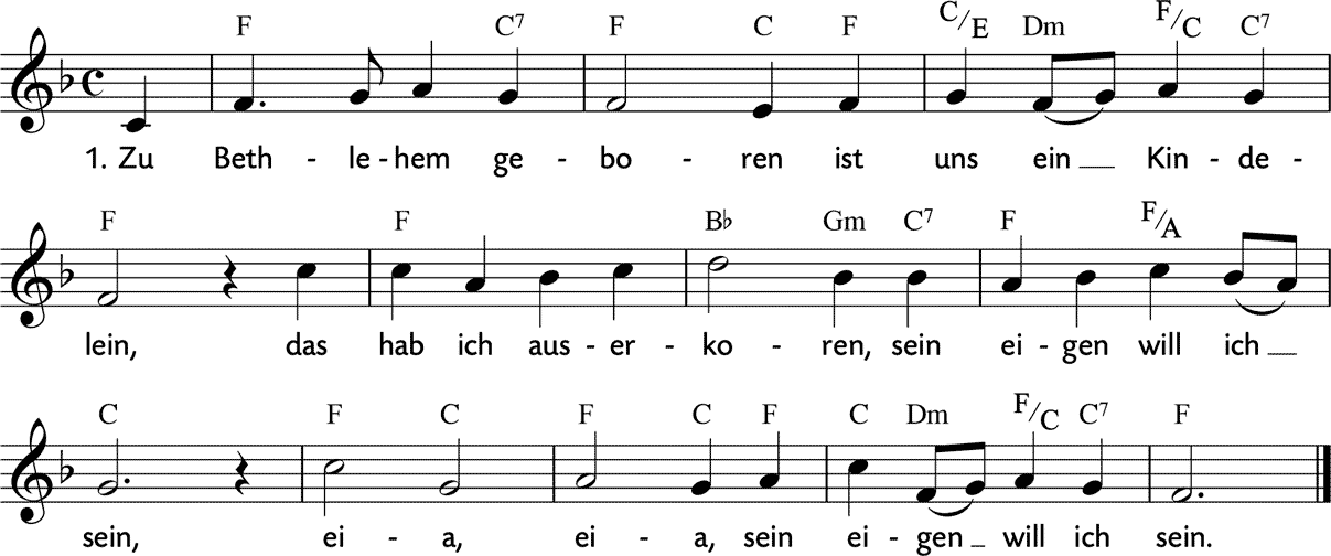 Noten 'Zu Bethlehem geboren'