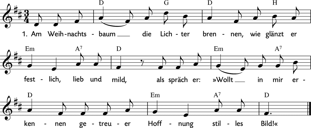 Noten 'Am Weihnachtsbaum die Lichter brennen'