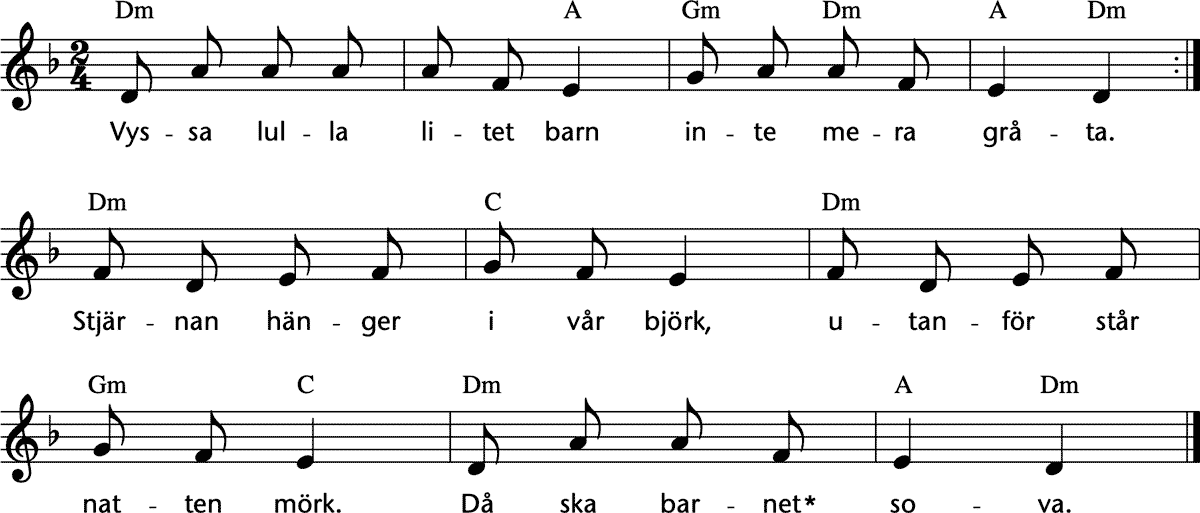 Noten 'Vyssa lulla litet barn'