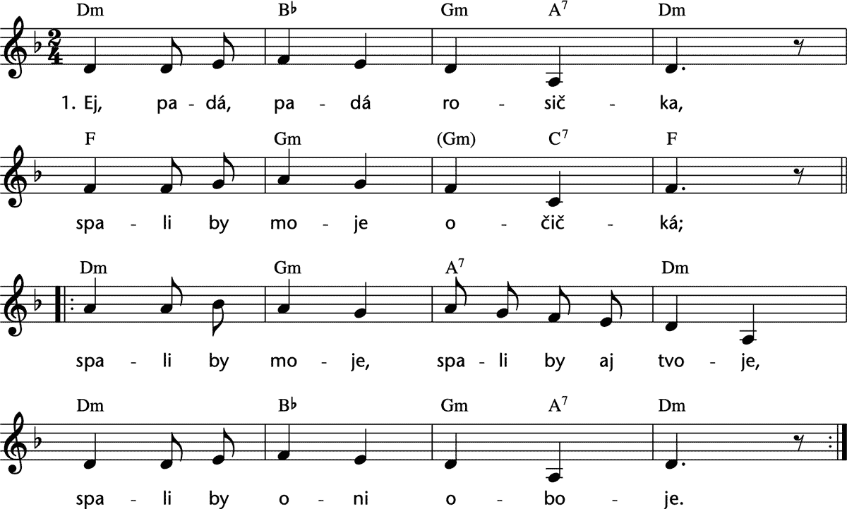 Noten 'Ej, pada, pada rosicka'