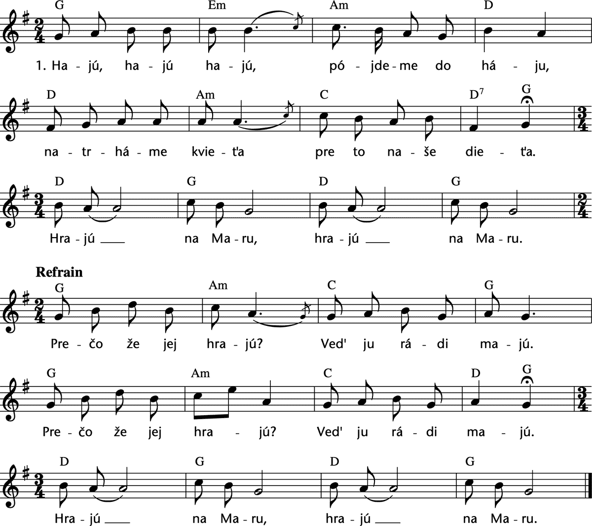 Noten 'Hraju na Maru'