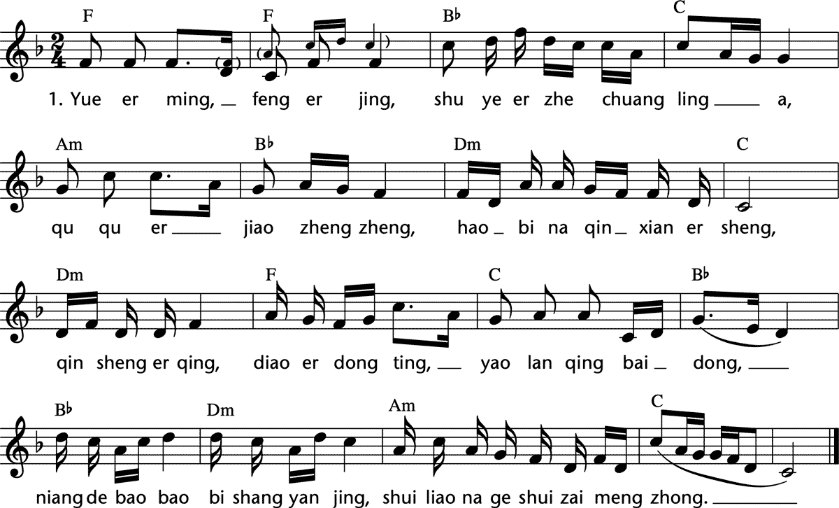 Noten 'Yue er ming'