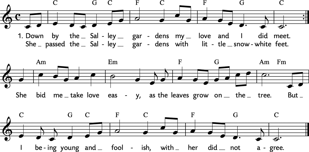 Noten 'Down by the Salley gardens'